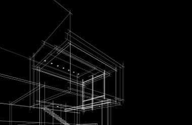 Binanın mimari 3d çizim çizim ev