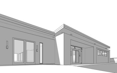 Binanın mimari 3d çizim çizim ev