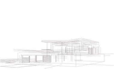 Binanın mimari 3d çizim çizim ev