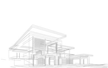 Binanın mimari 3d çizim çizim ev