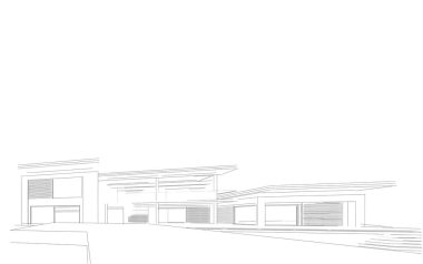 Binanın mimari 3d çizim çizim ev