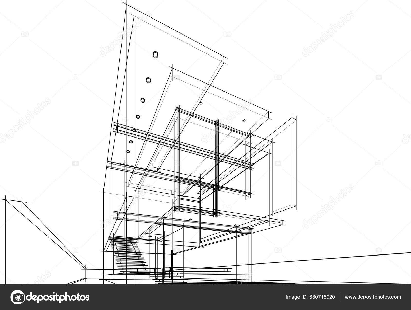 House Building Architectural Drawing Vector Illustration Stock Vector by ©YuriyA 680715920
