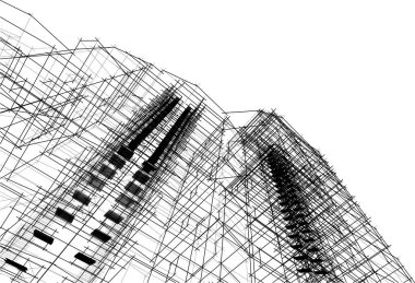 Yüksek binanın soyut mimari duvar kağıdı tasarımı, vektör illüstrasyonu 