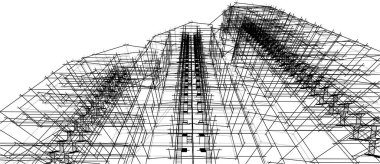 Yüksek binanın soyut mimari duvar kağıdı tasarımı, vektör illüstrasyonu 