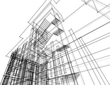 Yüksek binanın soyut mimari duvar kağıdı tasarımı, vektör illüstrasyonu 