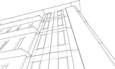 Yüksek binanın soyut mimari duvar kağıdı tasarımı, vektör illüstrasyonu 