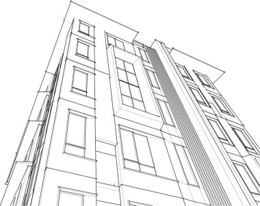 Yüksek binanın soyut mimari duvar kağıdı tasarımı, vektör illüstrasyonu 