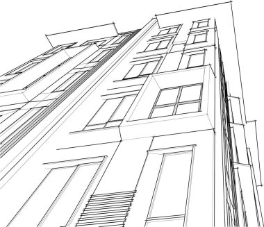 Yüksek binanın soyut mimari duvar kağıdı tasarımı, vektör illüstrasyonu 