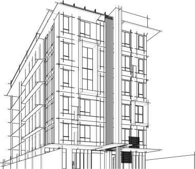 Yüksek binanın soyut mimari duvar kağıdı tasarımı, vektör illüstrasyonu 