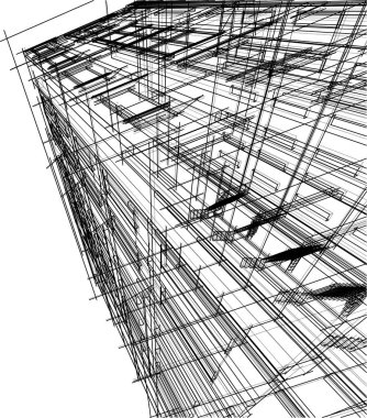 Yüksek binanın soyut mimari duvar kağıdı tasarımı, vektör illüstrasyonu 