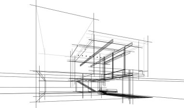 Ev yapımı mimari çizim vektörü illüstrasyonu