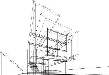 Ev yapımı mimari çizim vektörü illüstrasyonu