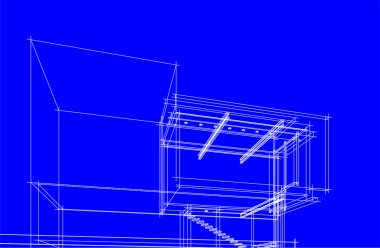 Ev yapımı mimari çizim vektörü illüstrasyonu