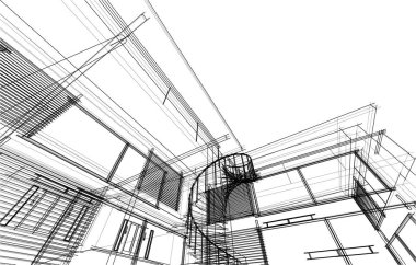 Ev yapımı mimari çizim vektörü illüstrasyonu