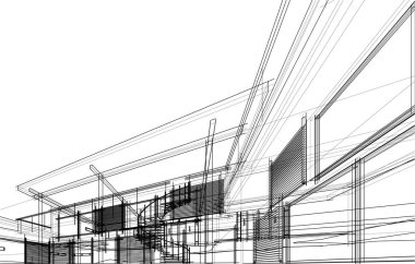 Ev yapımı mimari çizim vektörü illüstrasyonu