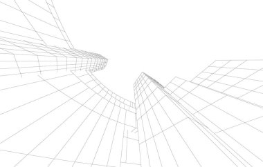 Gelecekçi şehir gökdelenleri arka plan, vektör illüstrasyonu