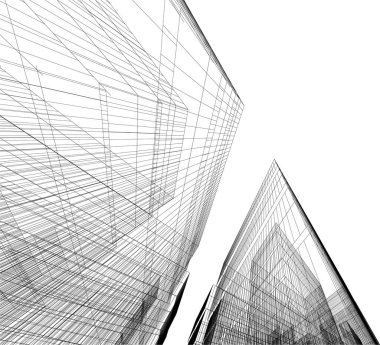 Gelecekçi şehir gökdelenleri arka plan, vektör illüstrasyonu