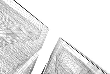 Gelecekçi şehir gökdelenleri arka plan, vektör illüstrasyonu