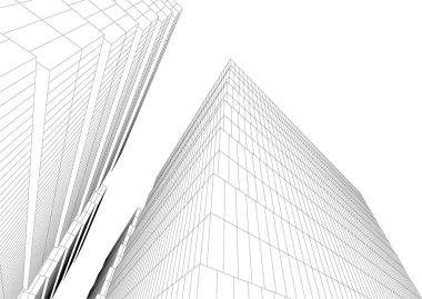 Gelecekçi şehir gökdelenleri arka plan, vektör illüstrasyonu