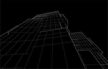 Gelecekçi şehir gökdelenleri arka plan, vektör illüstrasyonu