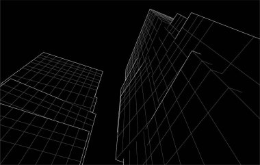 Gelecekçi şehir gökdelenleri arka plan, vektör illüstrasyonu