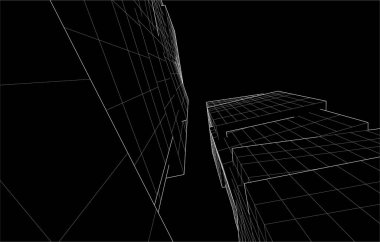 Gelecekçi şehir gökdelenleri arka plan, vektör illüstrasyonu