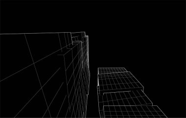 Gelecekçi şehir gökdelenleri arka plan, vektör illüstrasyonu