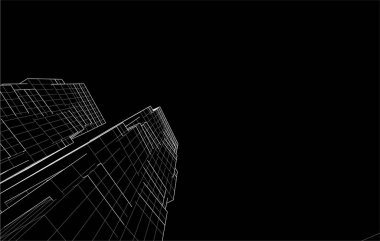 Gelecekçi şehir gökdelenleri arka plan, vektör illüstrasyonu