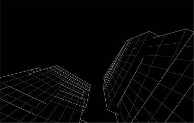 Gelecekçi şehir gökdelenleri arka plan, vektör illüstrasyonu