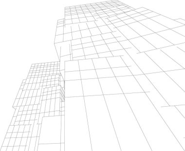 Gelecekçi şehir gökdelenleri arka plan, vektör illüstrasyonu