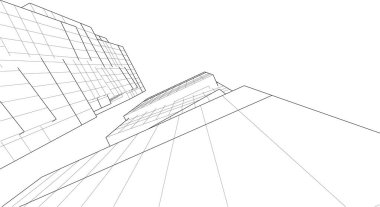 Gelecekçi şehir gökdelenleri arka plan, vektör illüstrasyonu