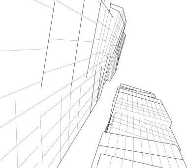 Gelecekçi şehir gökdelenleri arka plan, vektör illüstrasyonu