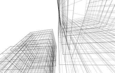 Gelecekçi şehir gökdelenleri arka plan, vektör illüstrasyonu