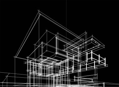 Ev yapımı mimari çizim vektörü illüstrasyonu