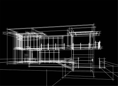 Ev yapımı mimari çizim vektörü illüstrasyonu