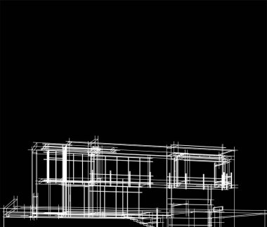 Ev yapımı mimari çizim vektörü illüstrasyonu
