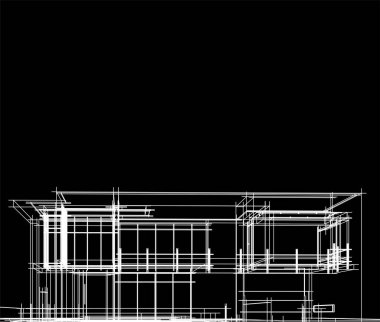 Ev yapımı mimari çizim vektörü illüstrasyonu