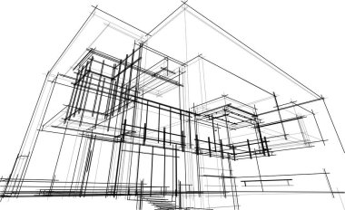 Ev yapımı mimari çizim vektörü illüstrasyonu