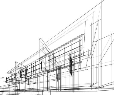 Ev yapımı mimari çizim vektörü illüstrasyonu