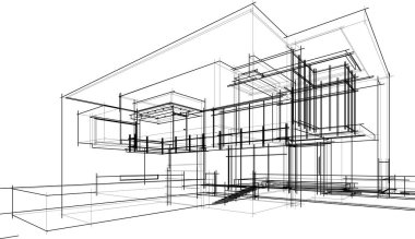 Ev yapımı mimari çizim vektörü illüstrasyonu