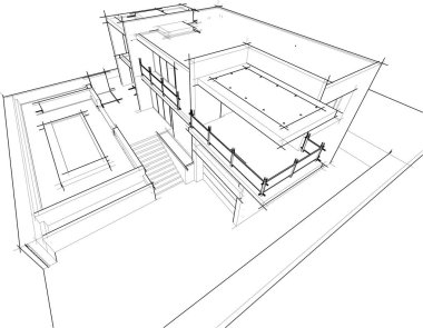 Ev yapımı mimari çizim vektörü illüstrasyonu
