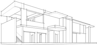 Ev yapımı mimari çizim vektörü illüstrasyonu