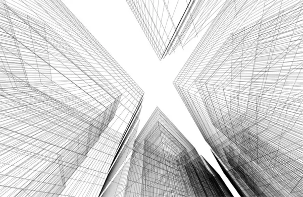 Futuristic City Skyscrapers Background Vector Illustration — Stock Vector