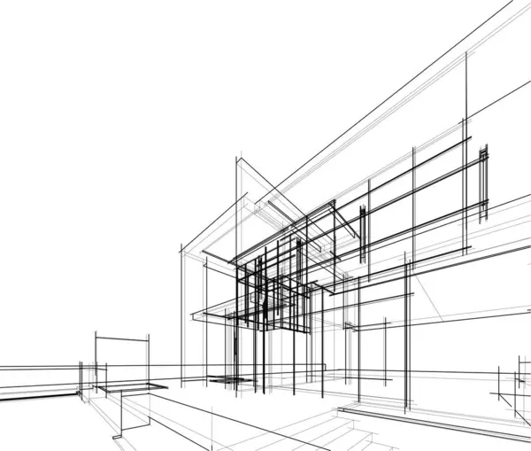 Ev yapımı mimari çizim vektörü illüstrasyonu