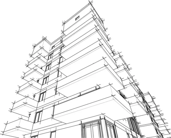 Αφηρημένη Αρχιτεκτονική Ταπετσαρία Σχεδιασμό Του Υψηλού Κτιρίου Ψηφιακή Έννοια Φόντο — Διανυσματικό Αρχείο