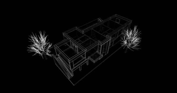 Casa Edificio Disegno Architettonico Animazione — Video Stock
