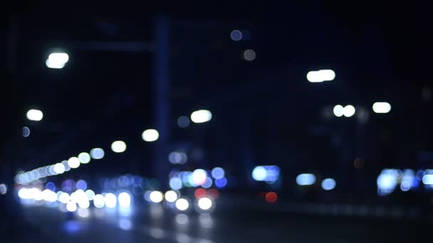 Gece Şehirdeki Trafik Işıklarının Görüntüleri — Stok video