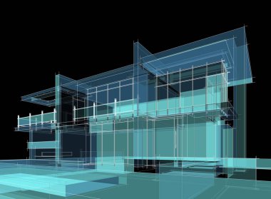 Binanın mimari 3d çizim çizim ev