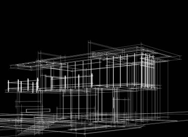 Binanın mimari 3d çizim çizim ev