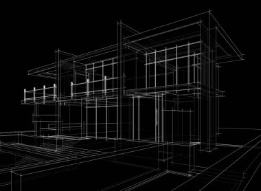 Binanın mimari 3d çizim çizim ev